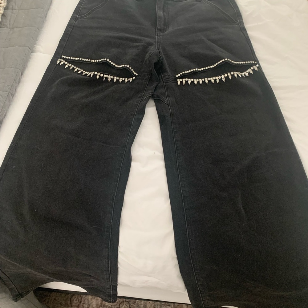 Windsor Black Strait Leg Jeans with Rhinestone 💎 Details